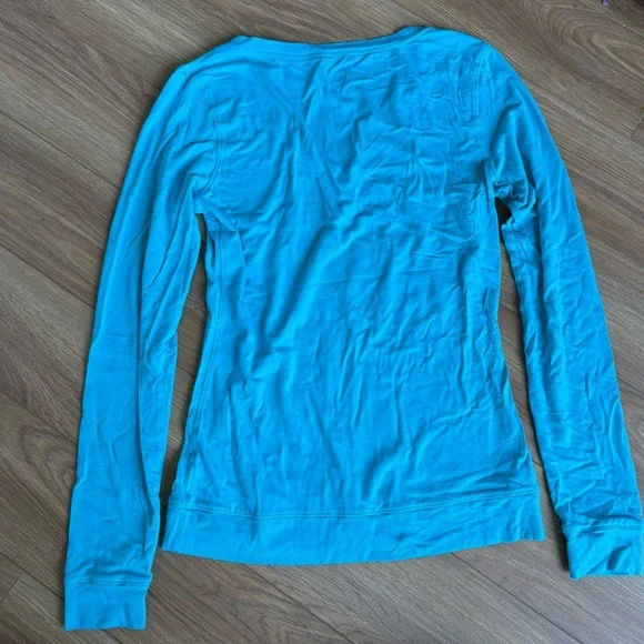 Alo Yoga Cool Fit V-neck Long Sleeve RN 37370 Athleisure Yoga Gym Blue Sz S EUC - Picture 5 of 5